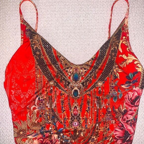 NWT Camilla Crystal V-Neck Red Wired One-piece And The Queen Wore Red - Picture 9 of 10